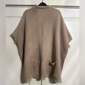 Alya Taupe Waffle Knit Poncho with Front Pockets